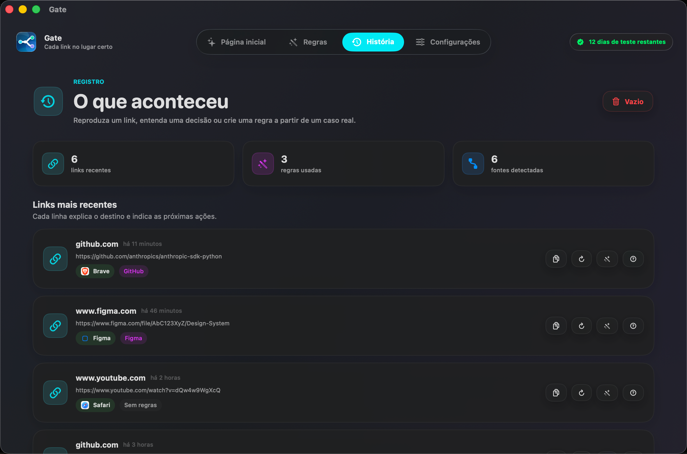 Gate — Veja por que o Gate decidiu. Reproduza um link, entenda-o e transforme em regra.